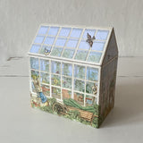 Tin box - Peter Rabbit, greenhouse. Beatrix Potter. Dessin Design
