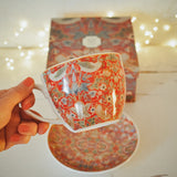 Tea cup William Morris - Strawberry Thief red