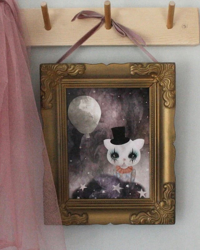 Miniposter - Clownkatt, grå - DessinDesign
