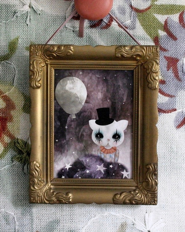 Miniposter - Clownkatt, grå - DessinDesign