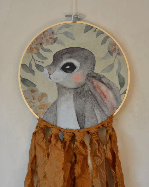 Tygtavla, Kaninporträtt - Brun DessinDesign