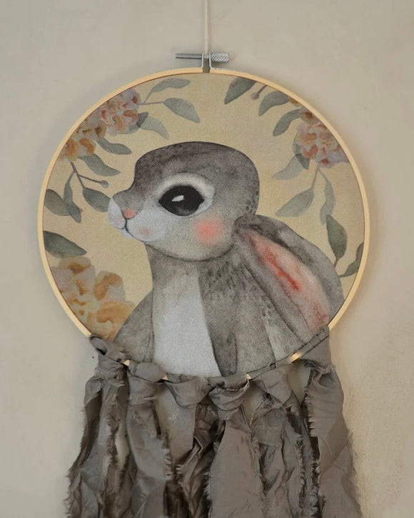 Tygtavla, Kaninporträtt - Grå DessinDesign