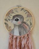 Tygtavla, Kaninporträtt - Rosa DessinDesign