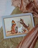 Litet kort med kuvert - Retrokatter DessinDesign