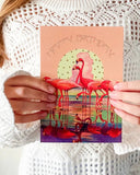 Födelsedagskort med glitter - Flamingos DessinDesign