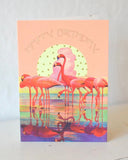 Födelsedagskort med glitter - Flamingos DessinDesign