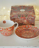 Tekopp, William Morris - "Strawberry Thief" röd DessinDesign