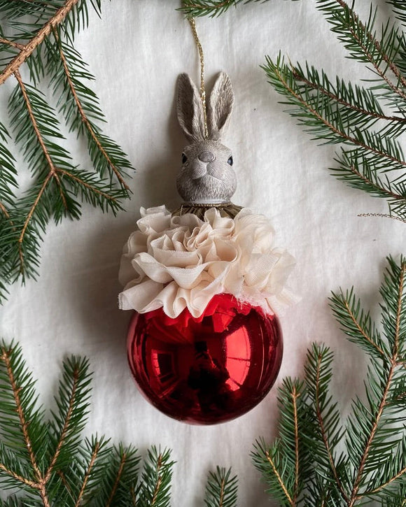 Kanin julprydnad - Röd DessinDesign