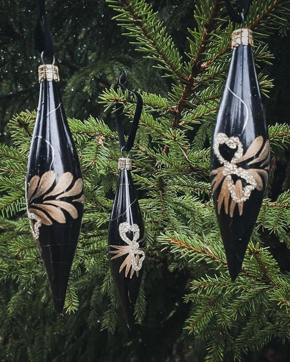 Vintage julgranskula - Svart droppe DessinDesign