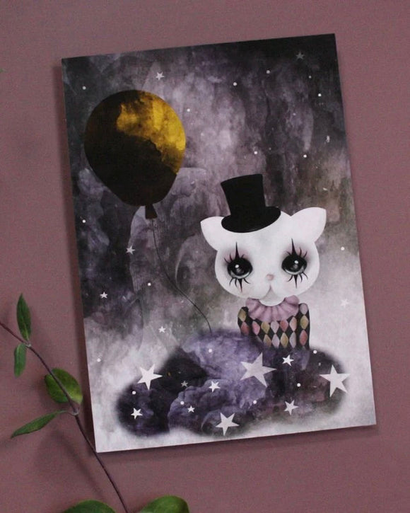 Miniposter - Clownkatt, guld DessinDesign