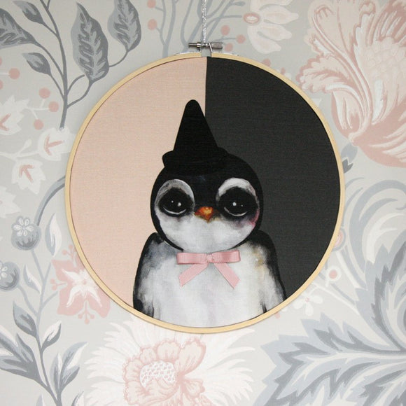Penguin, pink - Big, wall hoop - Dessin Design