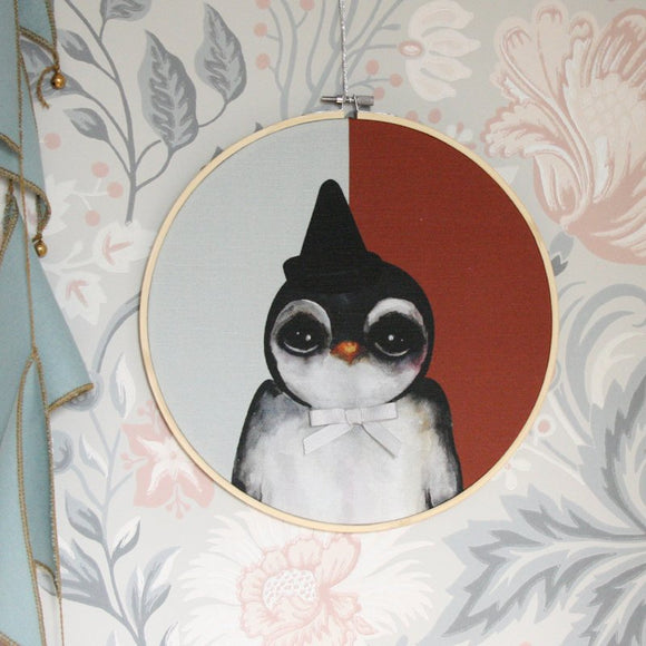 Penguin, blue - Big, wall hoop - Dessin Design