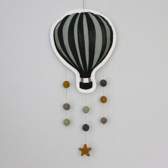 Hot air balloon, dim green, mobile - Dessin Design