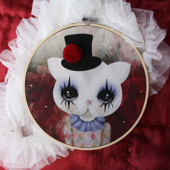 Clown cat, red, wall hoop - Dessin Design