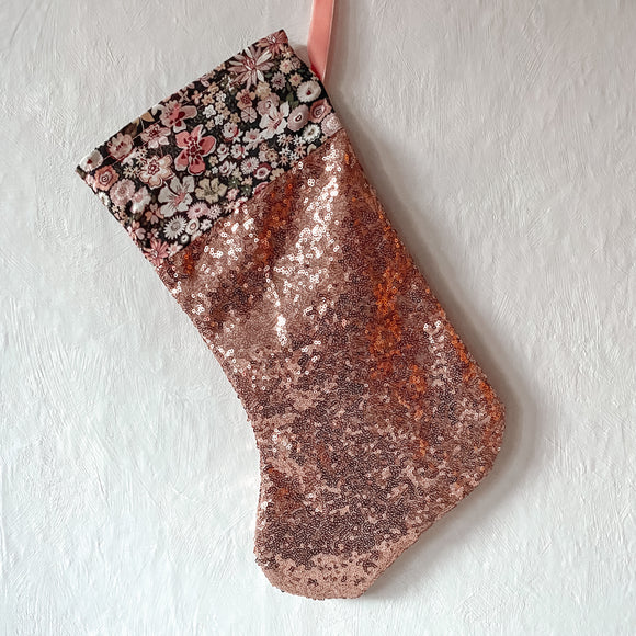 Christmas stocking - glitter, pale pink