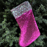 Christmas stocking - glitter, fushia