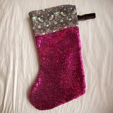 Christmas stocking - glitter, fushia