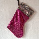 Christmas stocking - glitter, fushia
