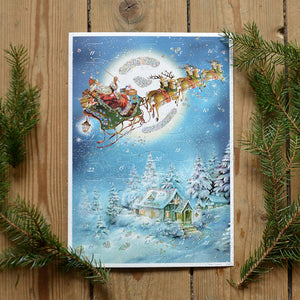 Glittery vintage advent calendar - Santa with sleigh - Dessin Design