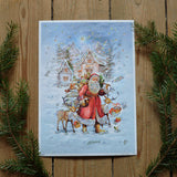 Glittery vintage advent calendar - Santa with reindeers - Dessin Design