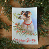 Vintage christmas card - dog - Dessin Design