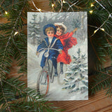 Vintage style christmas card, kids - Dessin Design