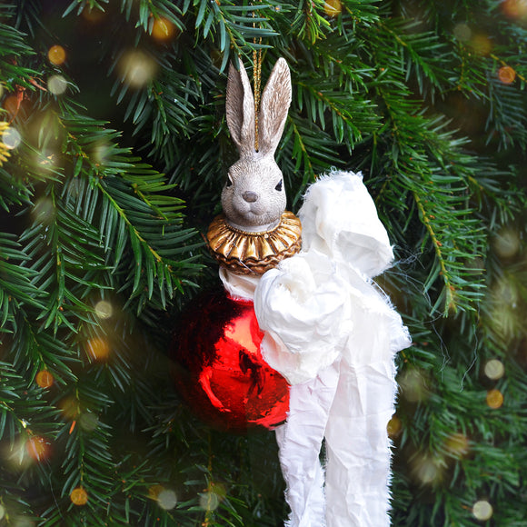 Bunny christmas ornament - Red/white