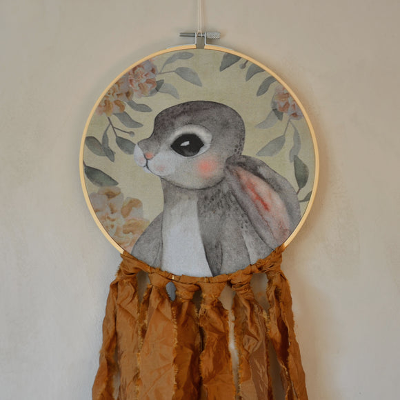 Wall hoop; Bunny portrait - brown - Dessin Design