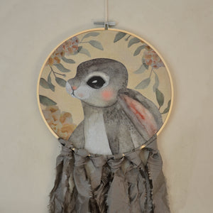 Wall hoop; Bunny portrait - grey - Dessin Design