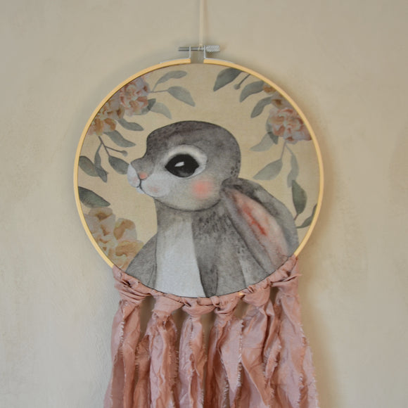 Wall hoop; Bunny portrait - pink - Dessin Design