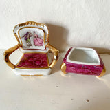 Miniature porcelain armchair, jewelry box